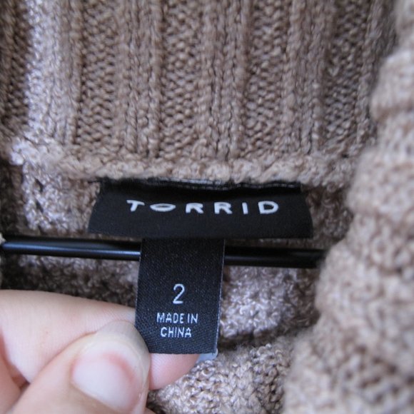 TORRID Beige Cable Knit Turtleneck Sweater - Picture 6 of 9